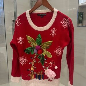 United States Sweaters Red Festive Crew Neck